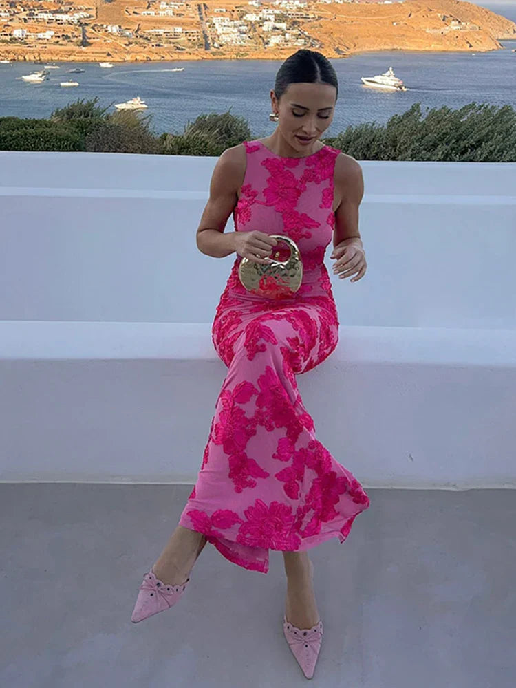 Pink Floral Maxi Dress – Women's Wedding Guest Dress