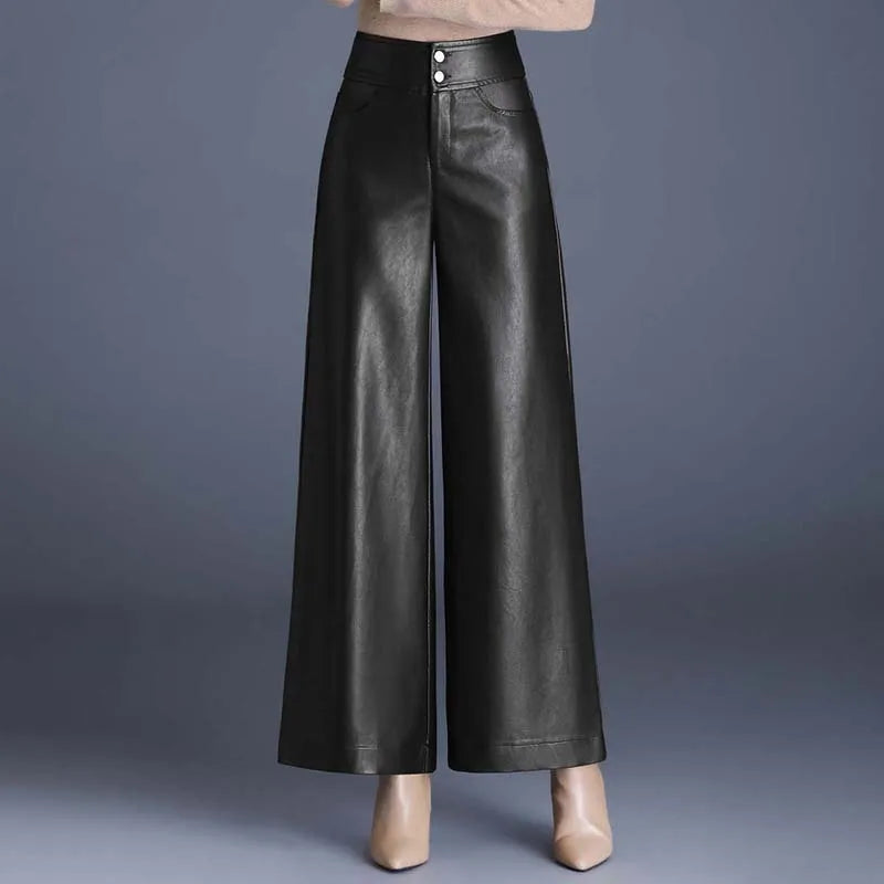 Sylvana Vegan Leather Wide-Leg Pants
