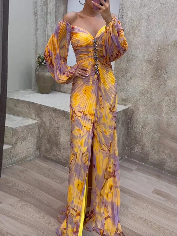 Lace V-Neck Maxi Dress – Women's Evening Dress