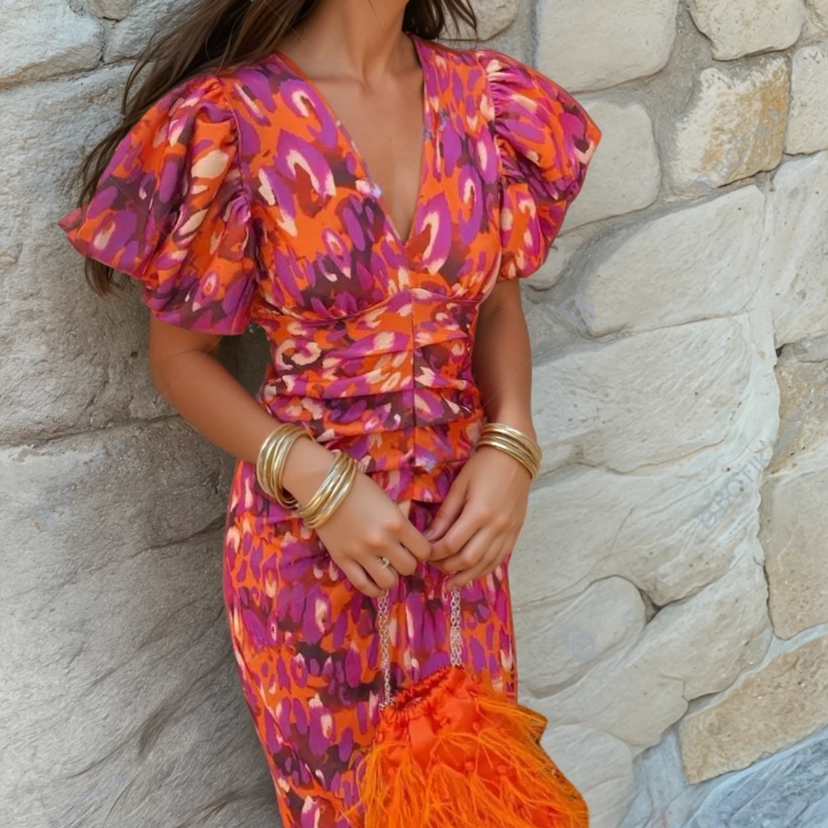 Printed Midi Dress – Women's Wedding Guest Dress