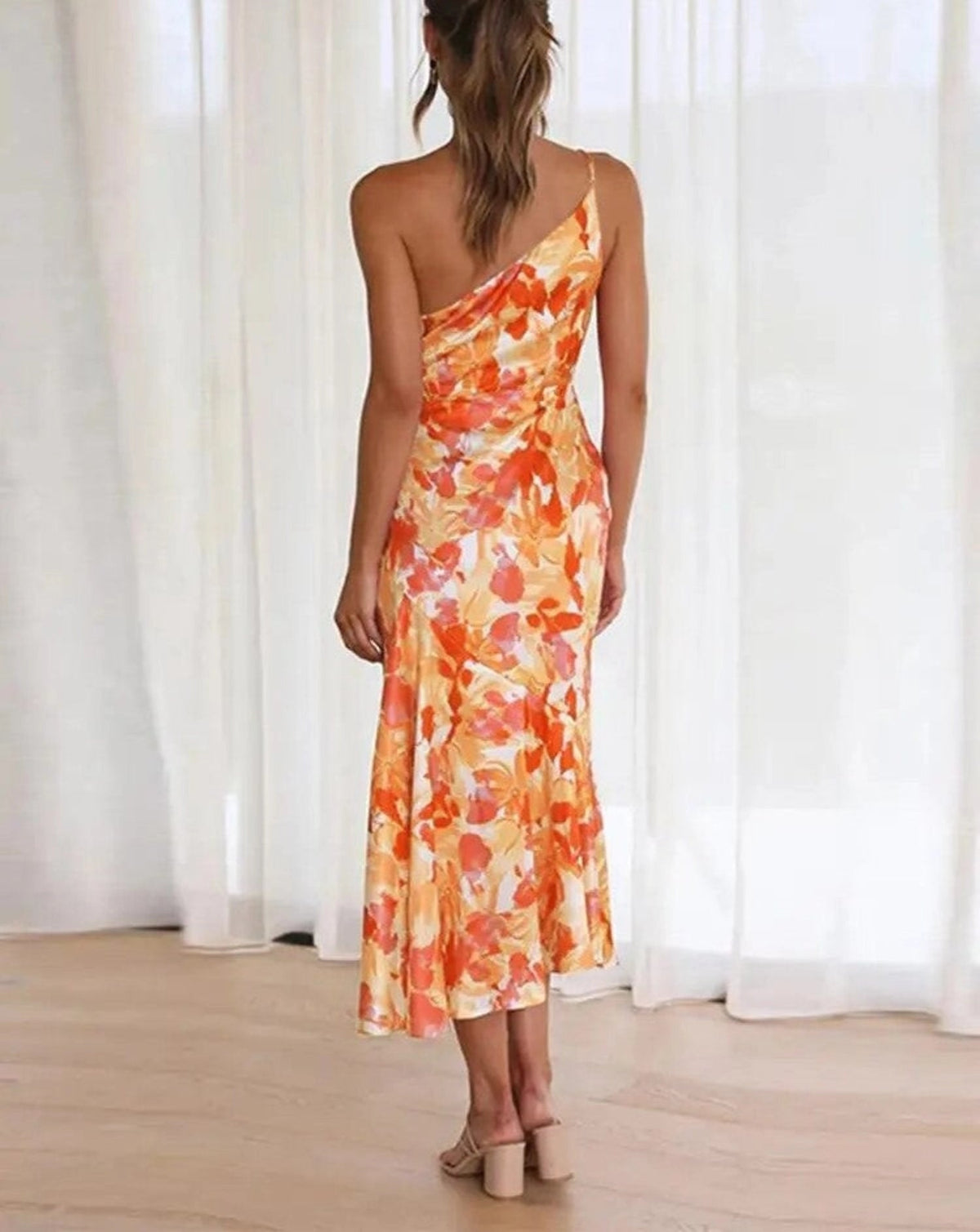 Floral One-Shoulder Maxi Dress – Women's Summer Dress