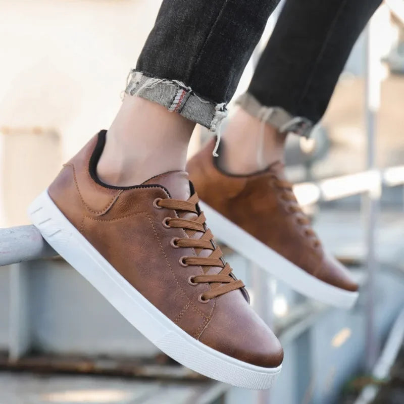 Men's Genuine Leather Low-Top Sneakers