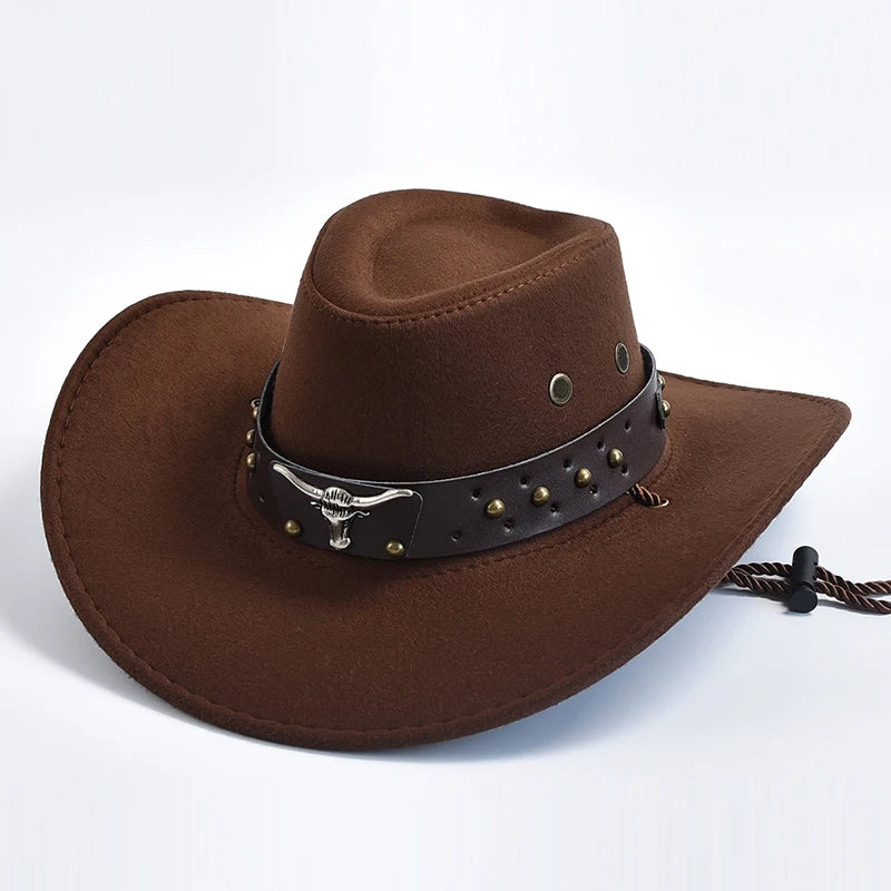 Garrison Suede Western Cowboy Hat with Chin Strap