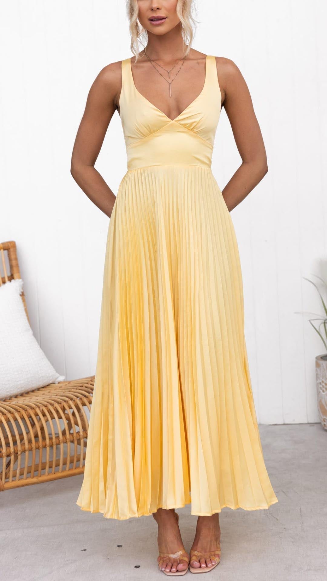 Pleated Maxi Dress – Women's Wedding Guest Dress
