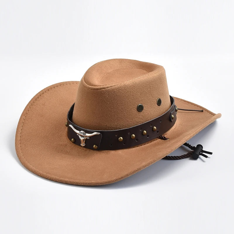 Garrison Suede Western Cowboy Hat with Chin Strap