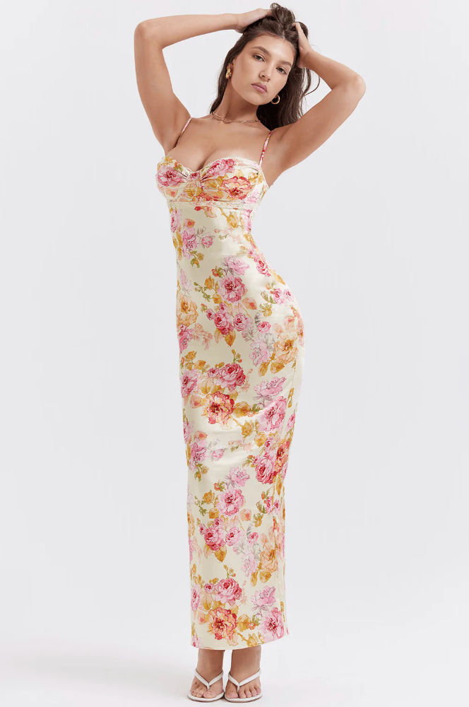 Floral Spaghetti Strap Maxi Dress – Women's Summer Dress