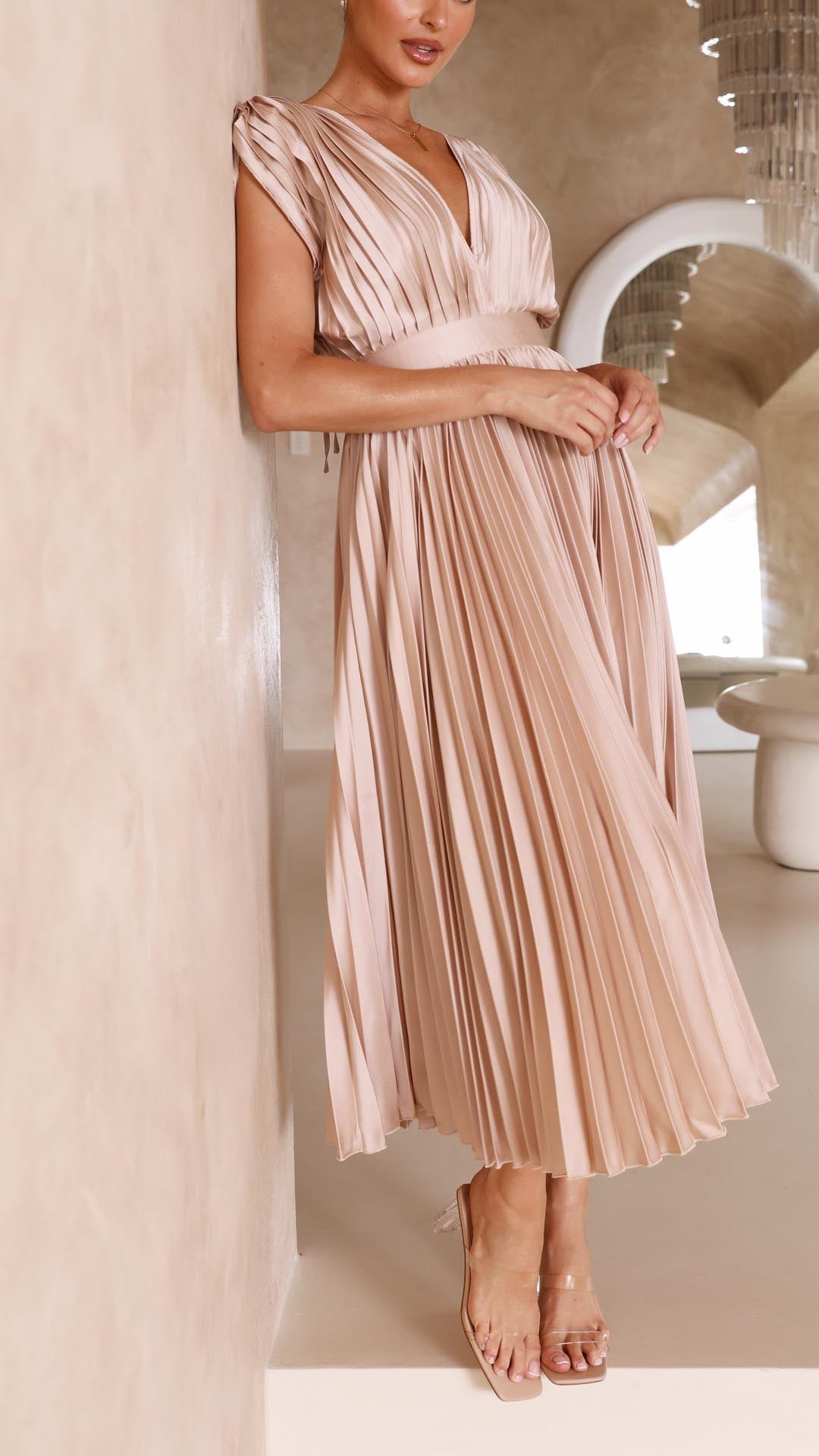 Pleated Maxi Dress – Women's Evening Dress | Maria