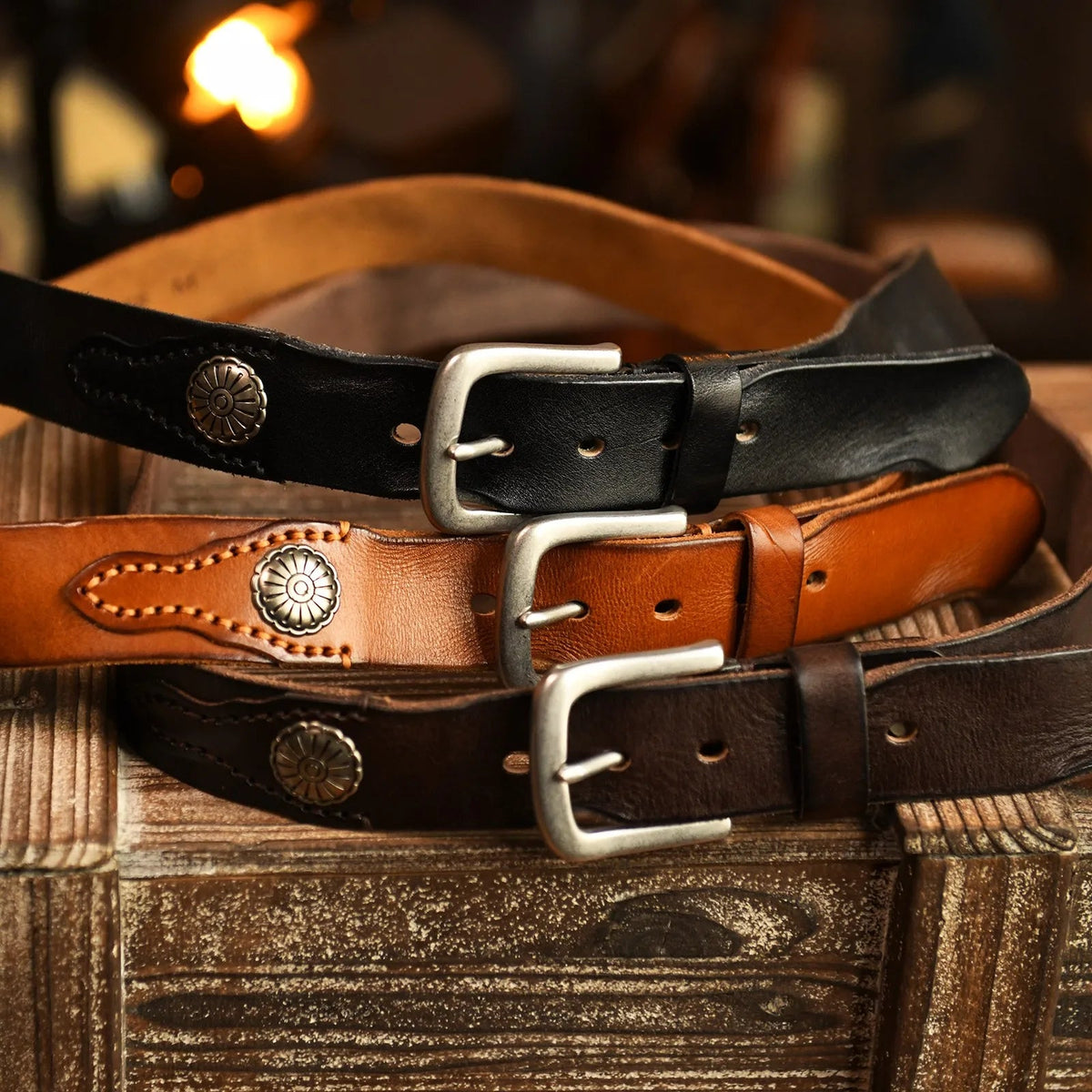 Men's Hand-Stitched Genuine Leather Belt