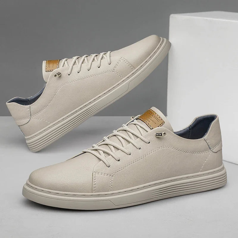 Men's Genuine Leather Low-Top Sneakers