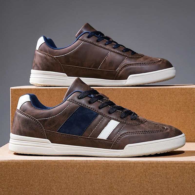 Men's Genuine Leather Low-Top Sneakers