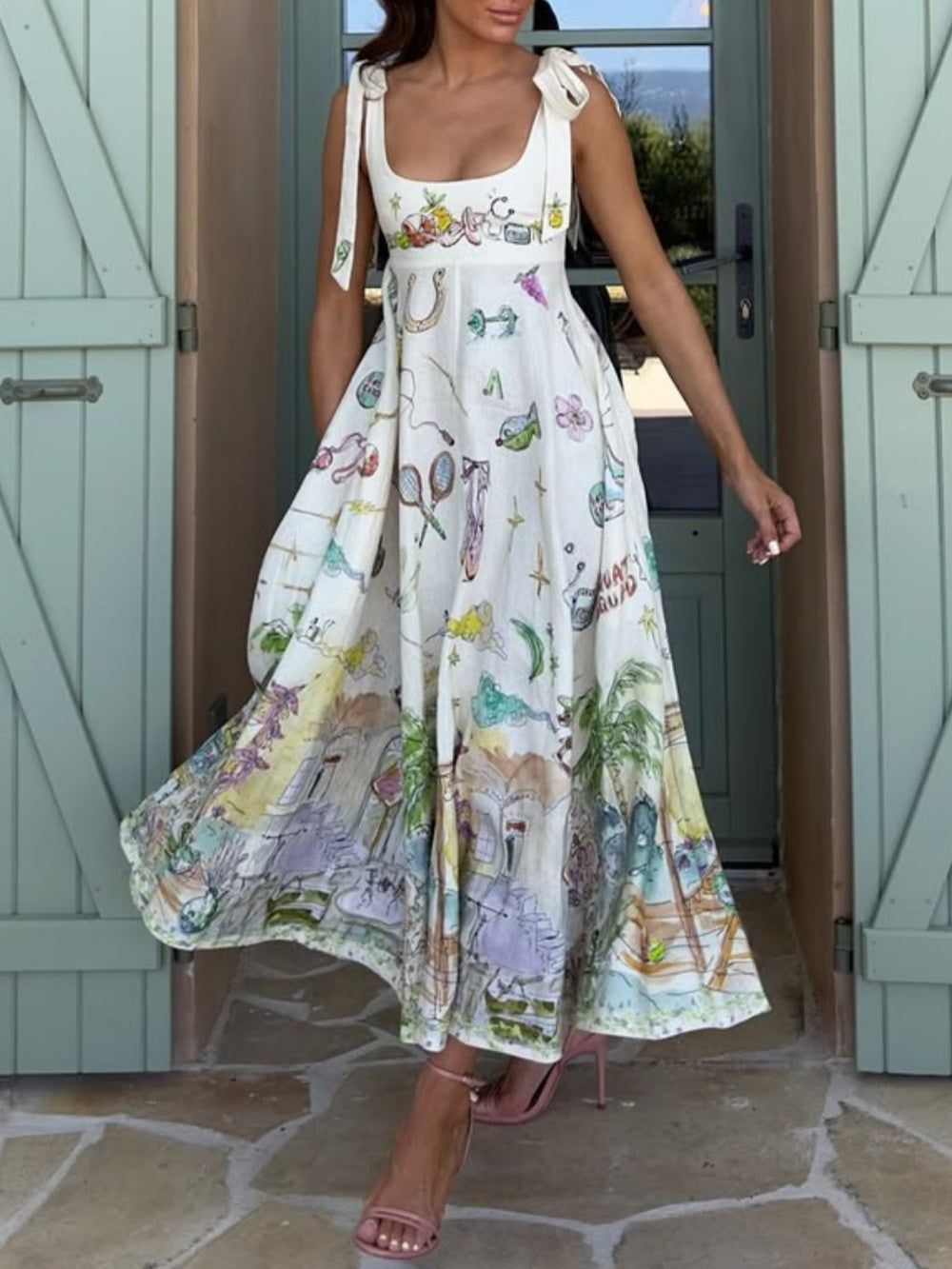 Tie-Waist Midi Dress – Women's Summer Dress