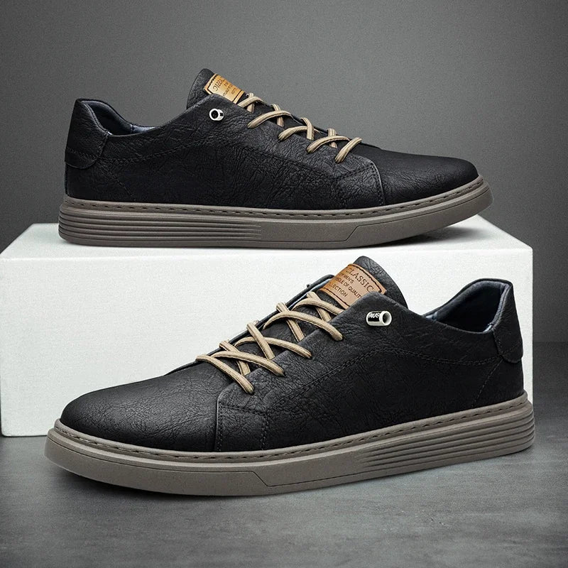 Men's Genuine Leather Low-Top Sneakers