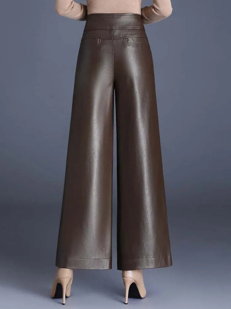 Sylvana Vegan Leather Wide-Leg Pants
