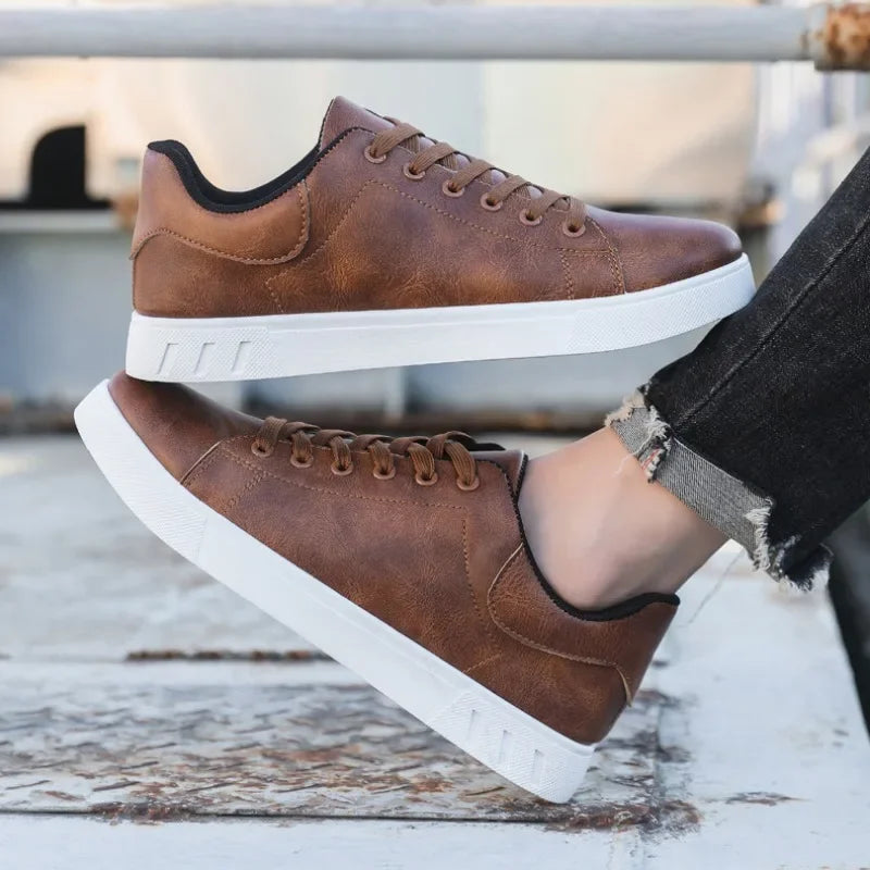 Men's Genuine Leather Low-Top Sneakers