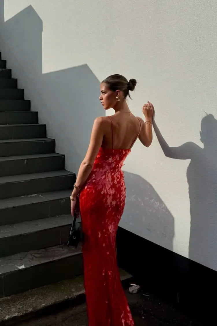 Sequin Backless Maxi Dress – Women's Evening Dress