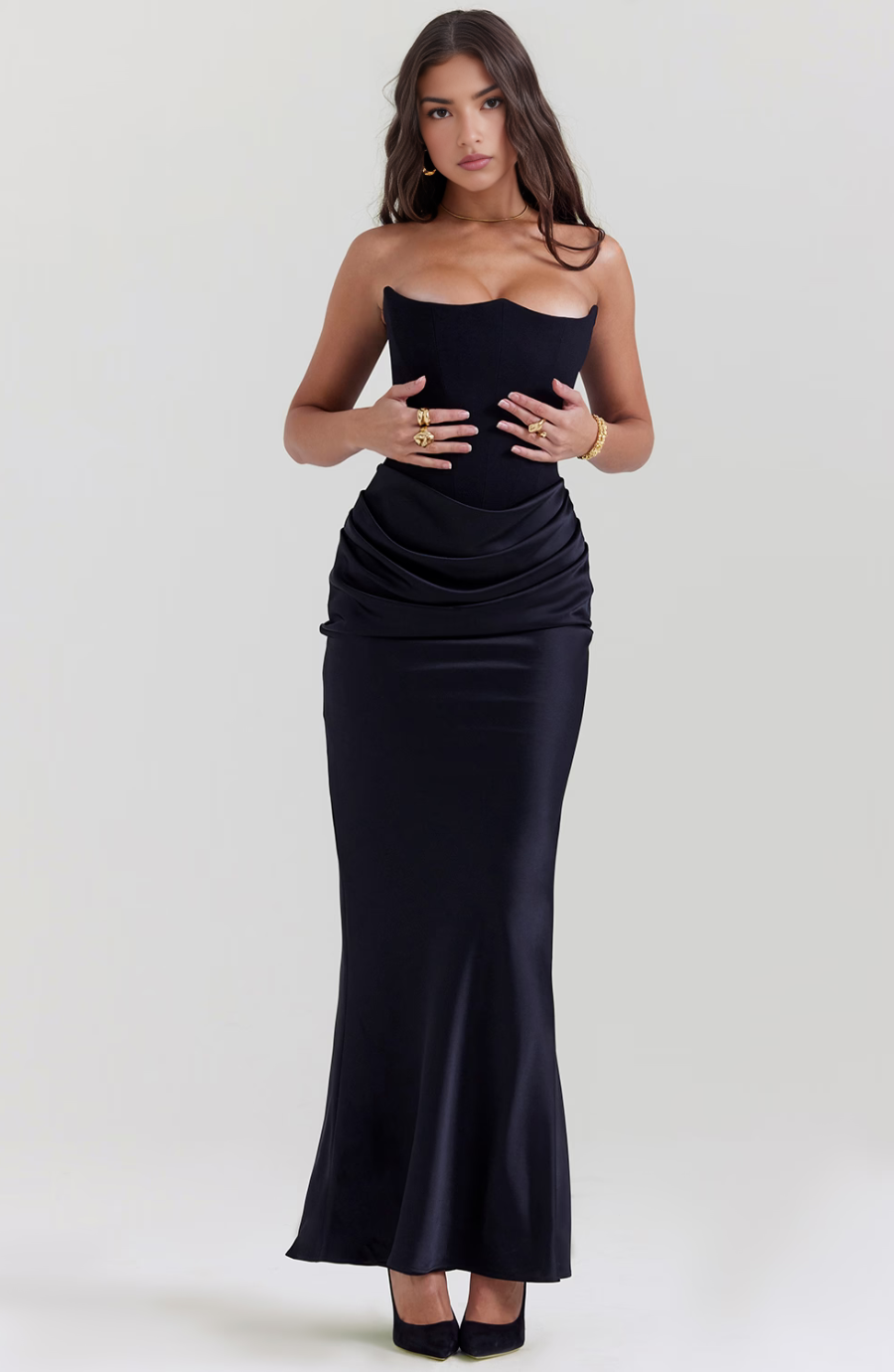 Lace Strapless Maxi Dress – Women's Evening Dress