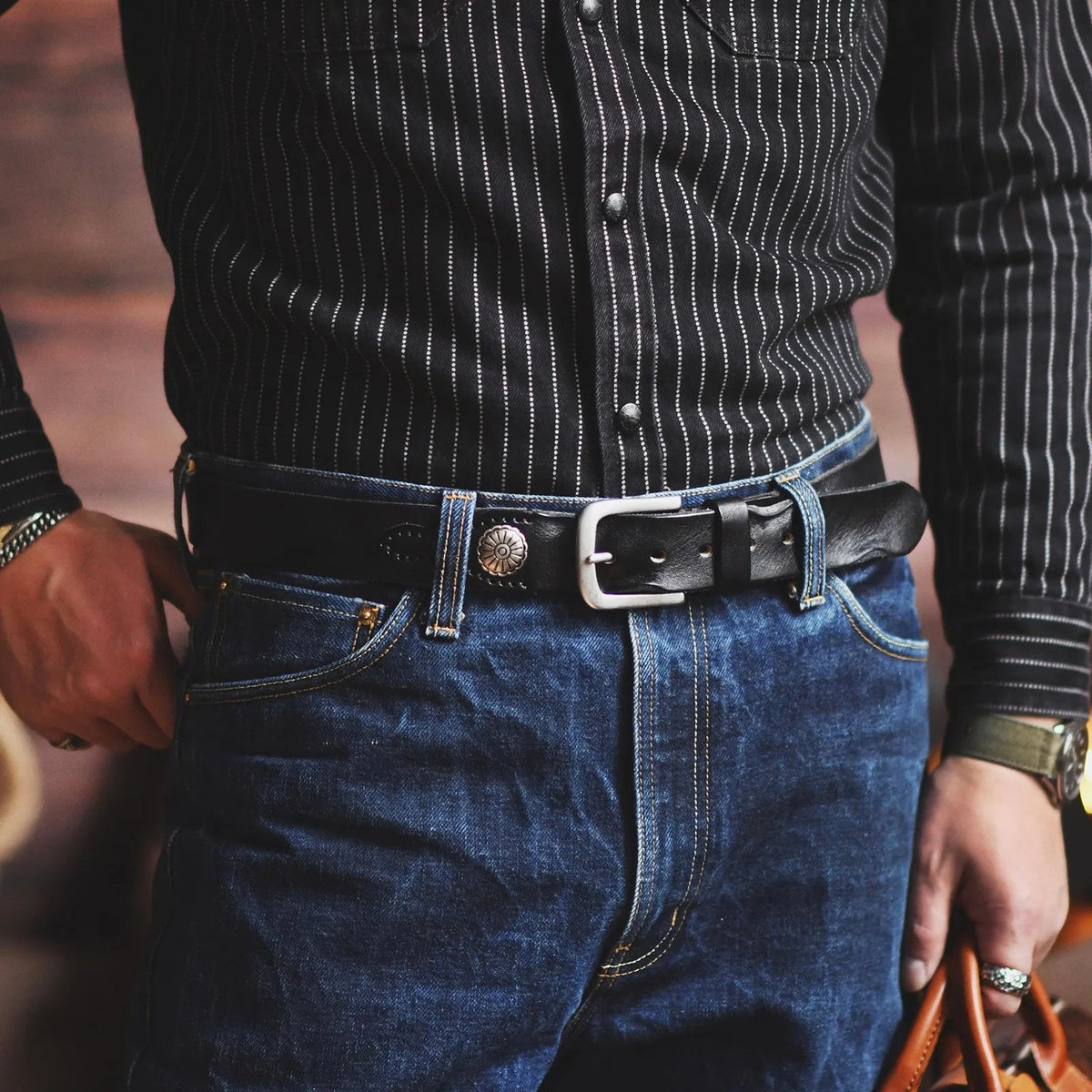 Men's Hand-Stitched Genuine Leather Belt