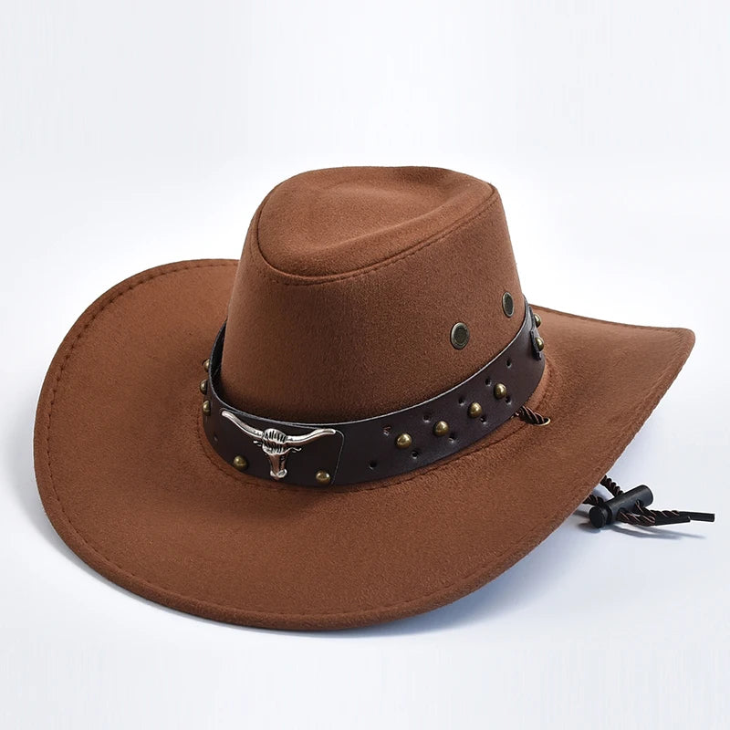Garrison Suede Western Cowboy Hat with Chin Strap