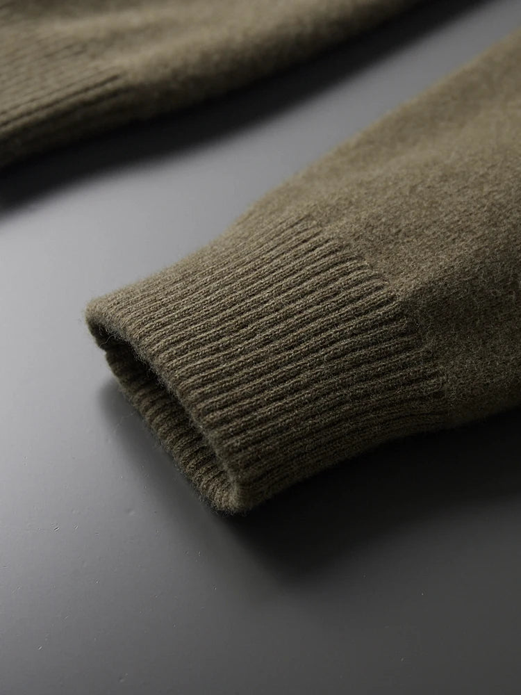 Calvaro Merino Wool Polo Cardigan Sweater