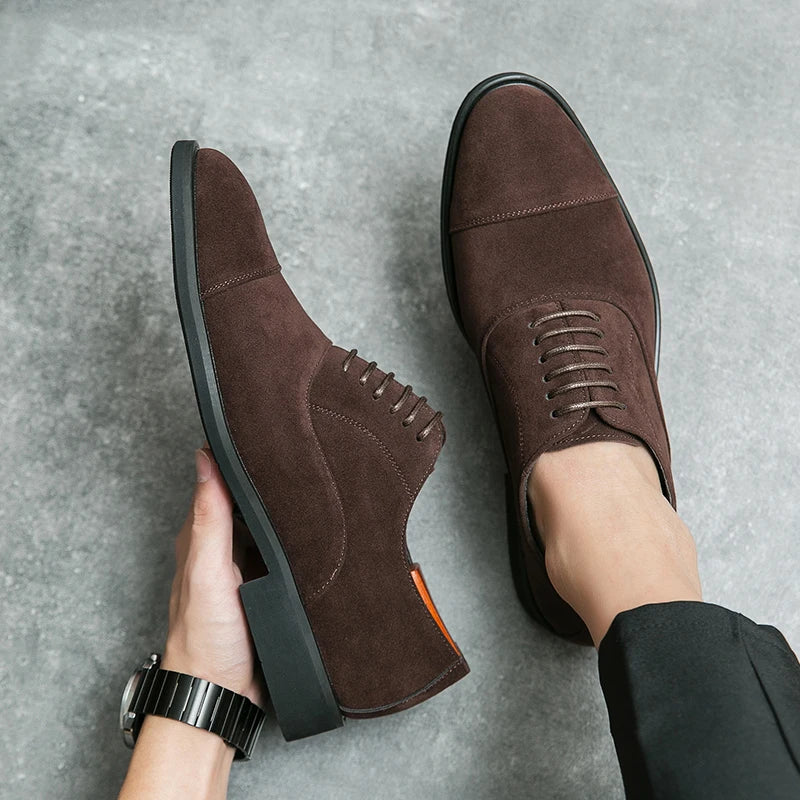 Men's Genuine Leather Lace-Up Oxford Shoes