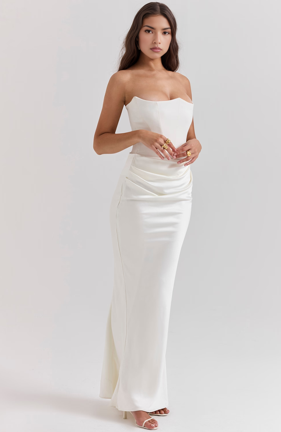 Lace Strapless Maxi Dress – Women's Evening Dress