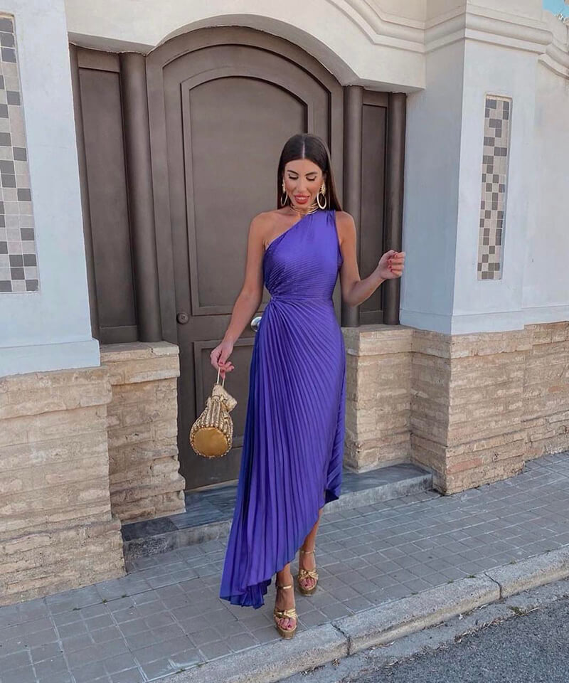 One-Shoulder Midi Dress – Women's Cocktail Dress