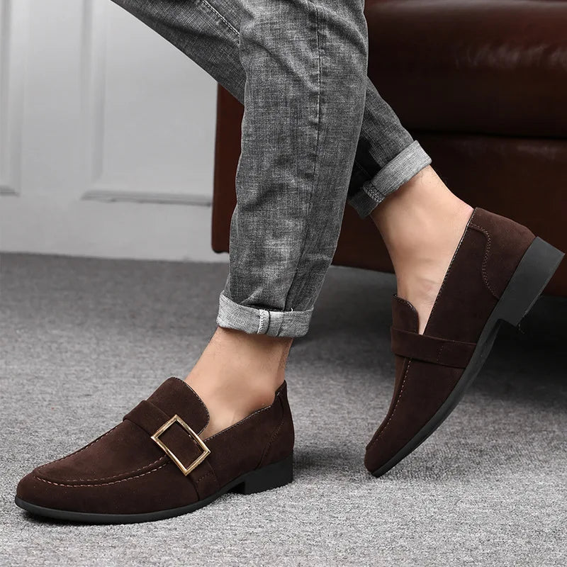 Men's Suede Buckle Loafers