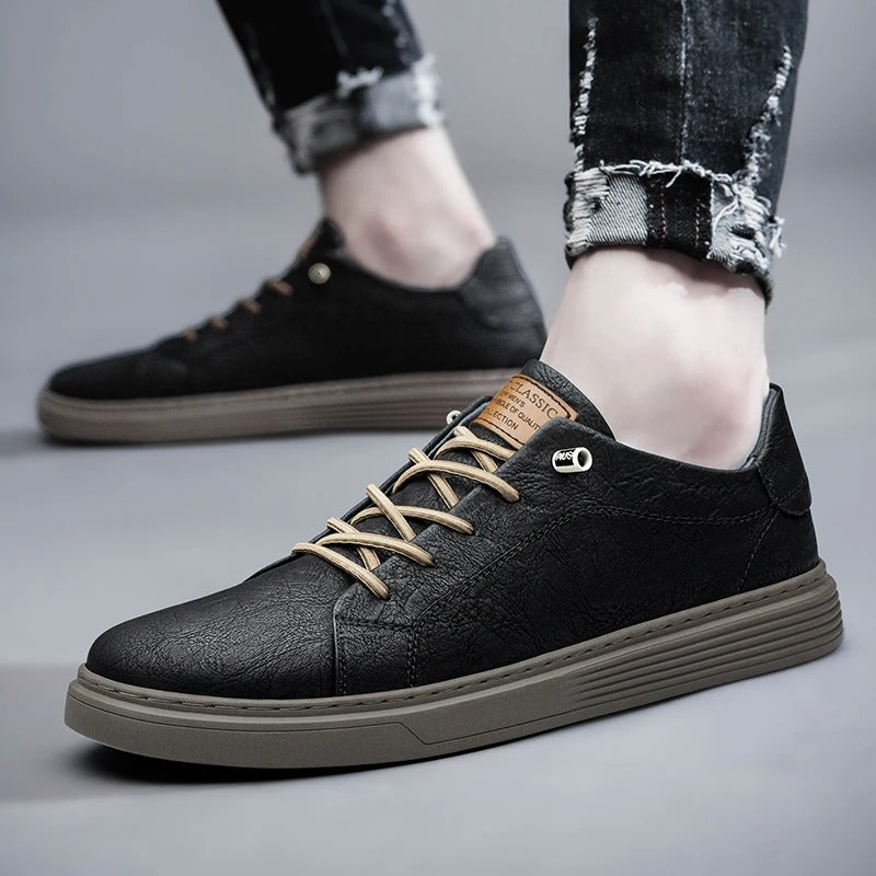 Men's Genuine Leather Low-Top Sneakers