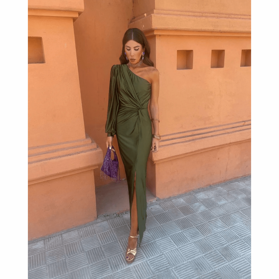 Ruched Midi Dress – Women's Evening Dress