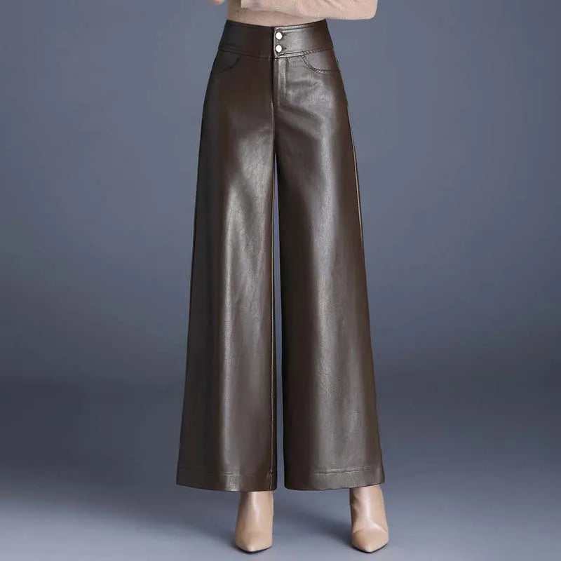 Sylvana Vegan Leather Wide-Leg Pants