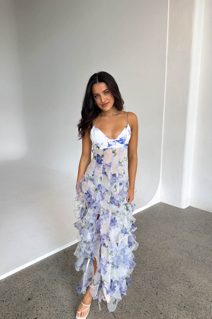 Floral Ruffle Maxi Dress – Women's Summer Dress