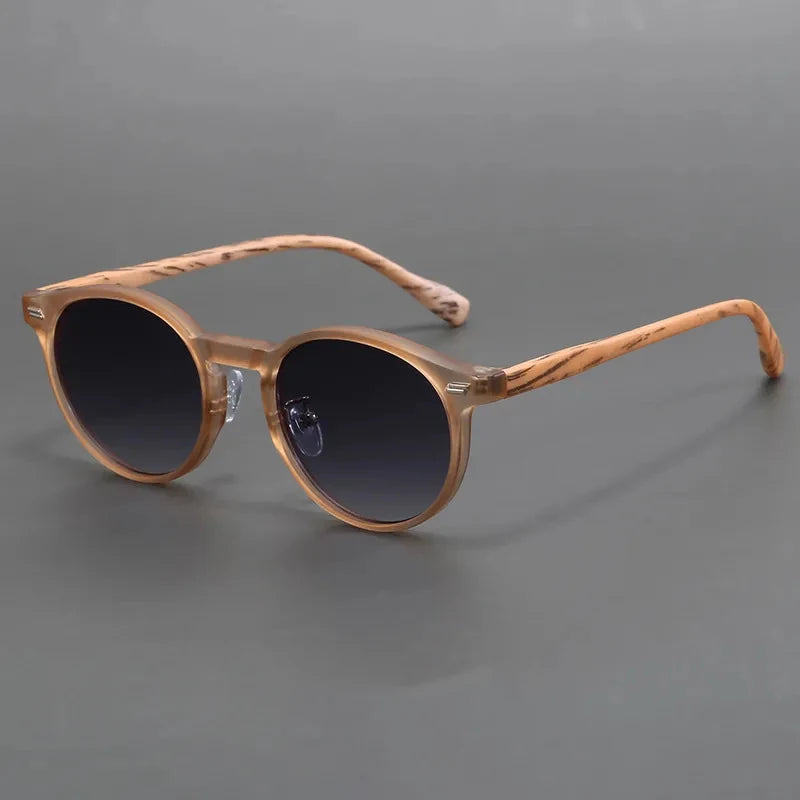 Verano Round UV Protection Wood Frame Sunglasses