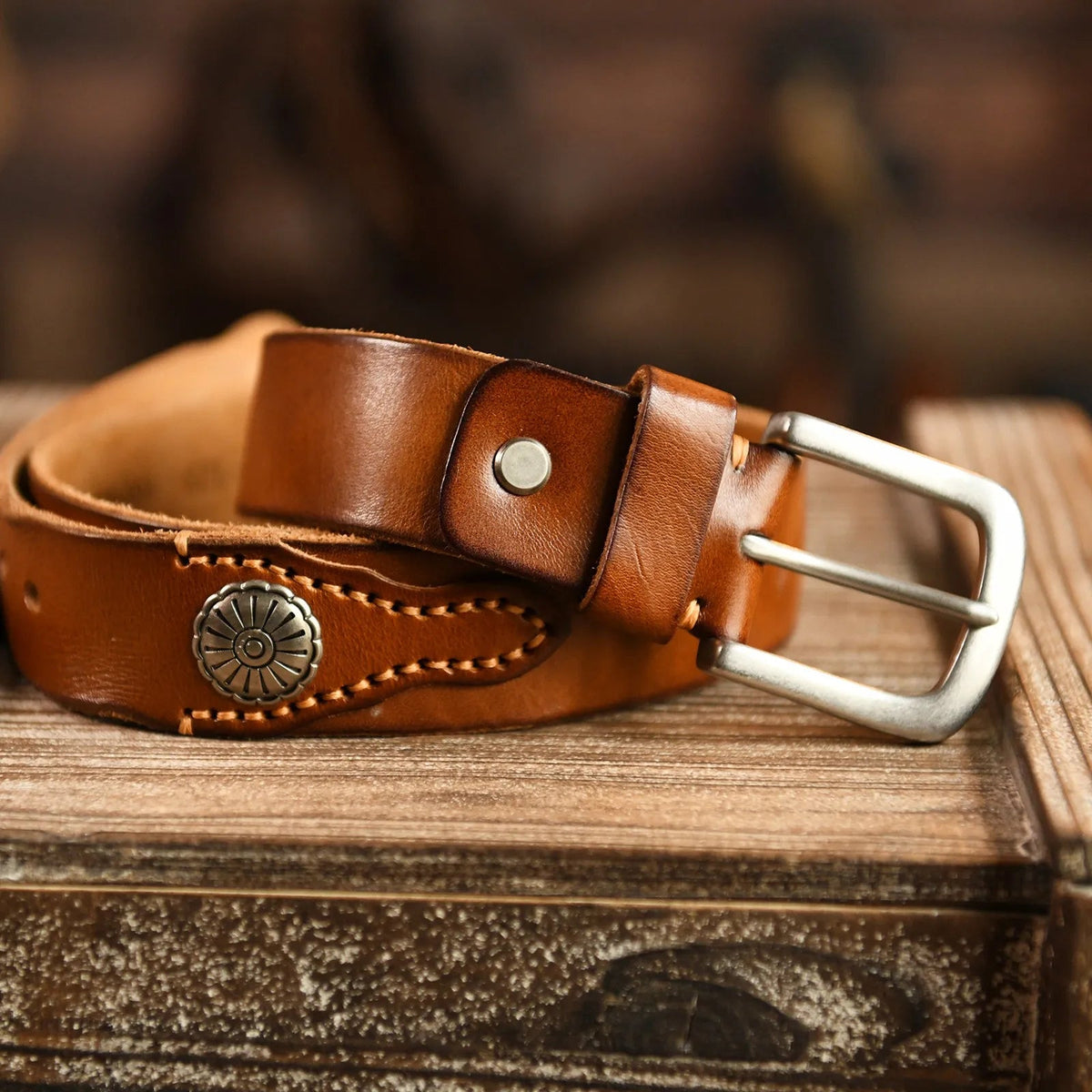 Men's Hand-Stitched Genuine Leather Belt