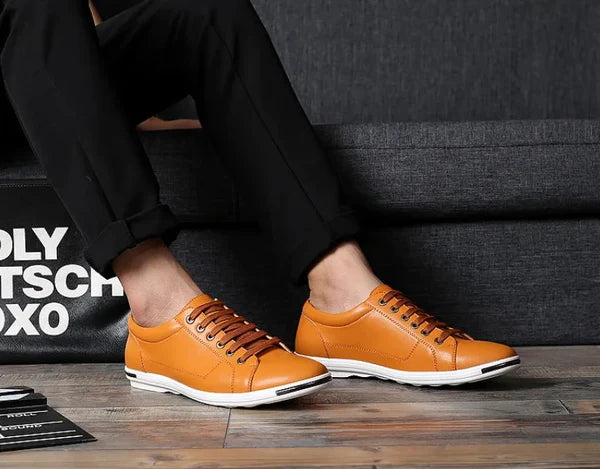 Men's Genuine Leather Low-Top Sneakers