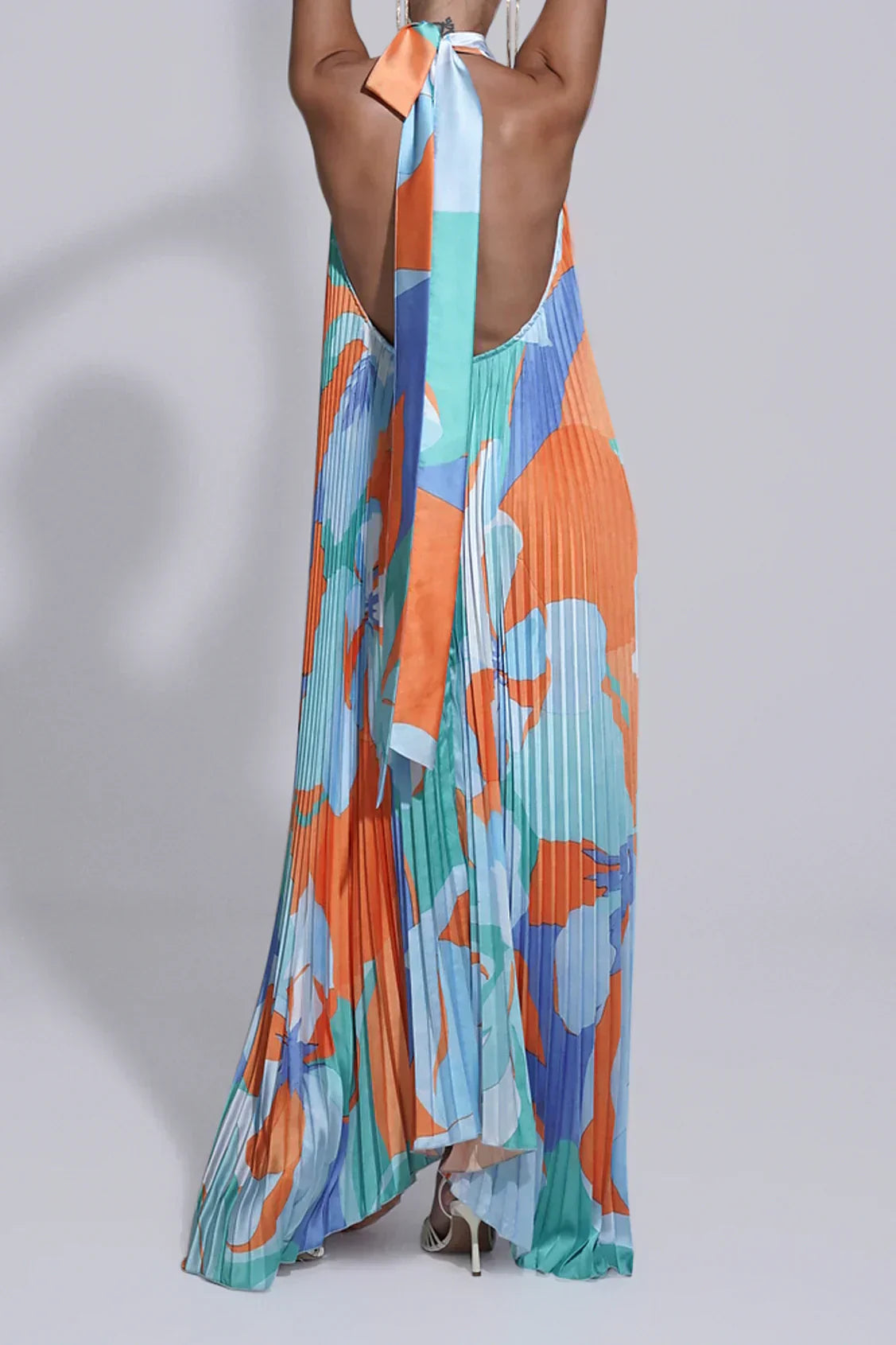 Pleated Halter Maxi Dress – Women's Formal Evening Dress
