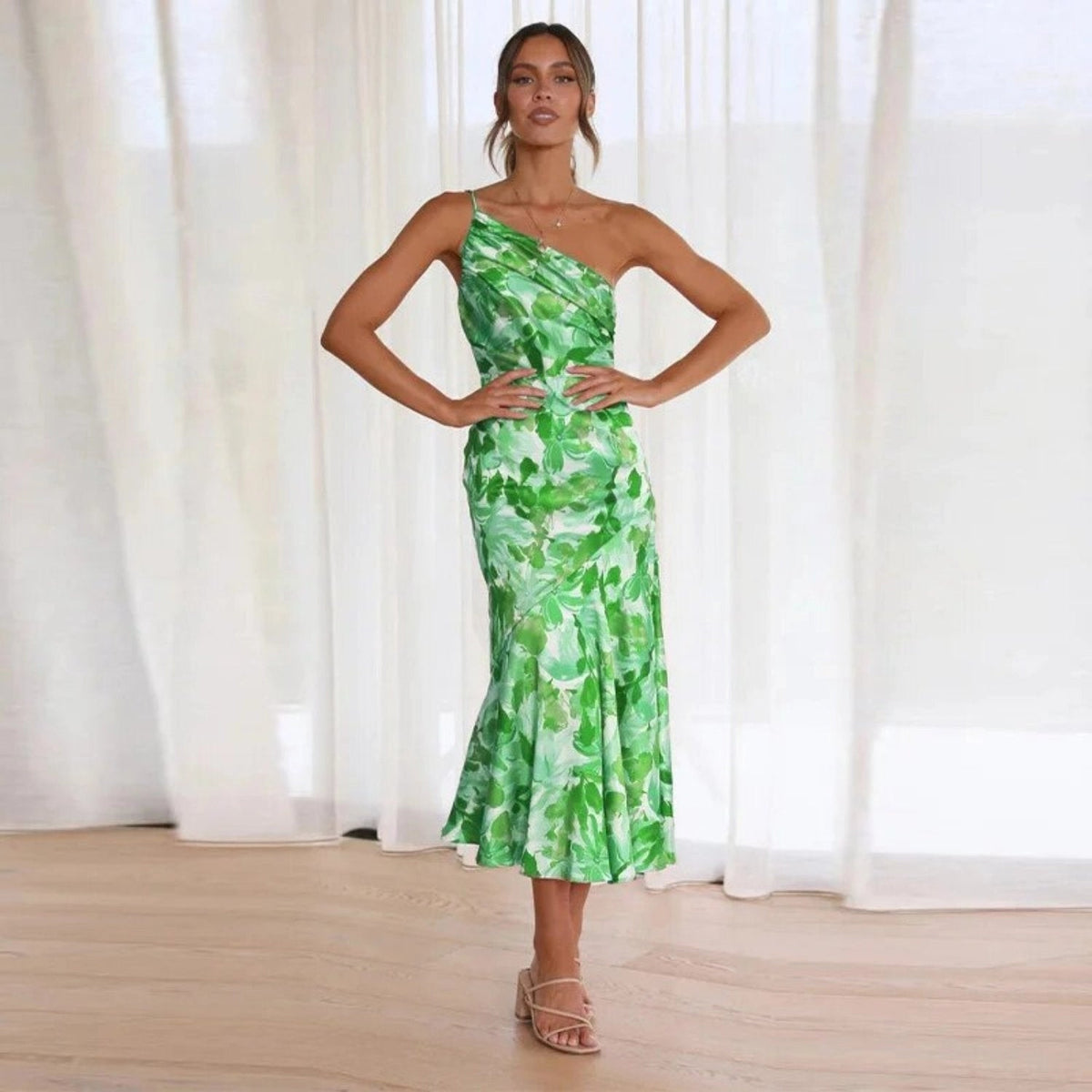 Floral One-Shoulder Maxi Dress – Women's Summer Dress