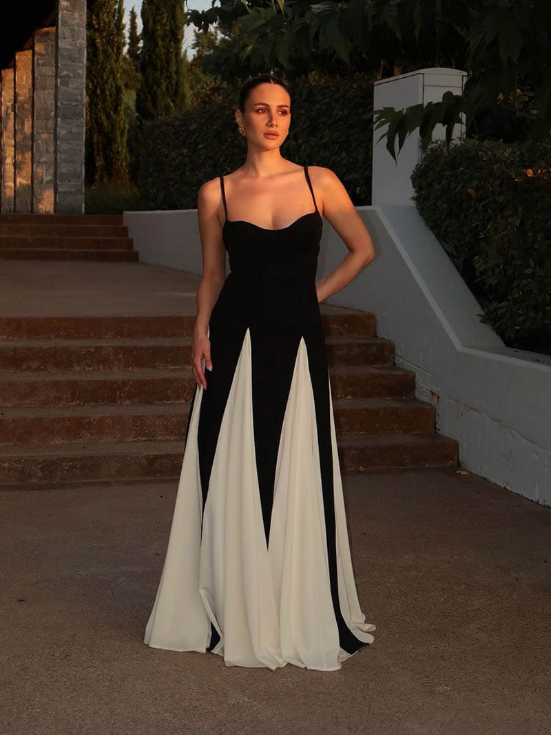 Black and White Maxi Dress – Women's Evening Dress