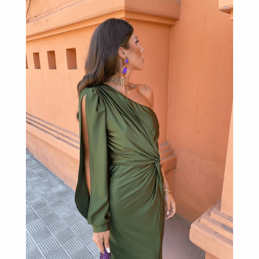 Ruched Midi Dress – Women's Evening Dress