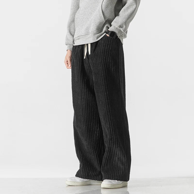 Davino Wide-Leg Corduroy Drawstring Pants