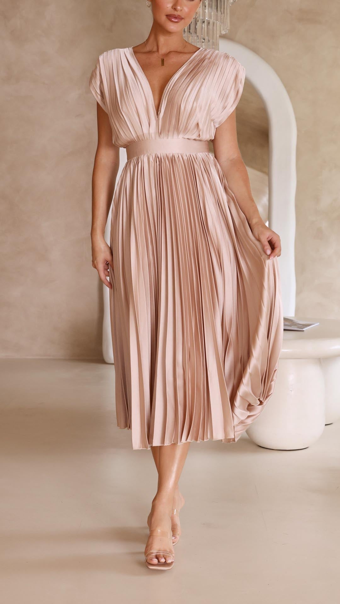 Pleated Maxi Dress – Women's Evening Dress | Maria