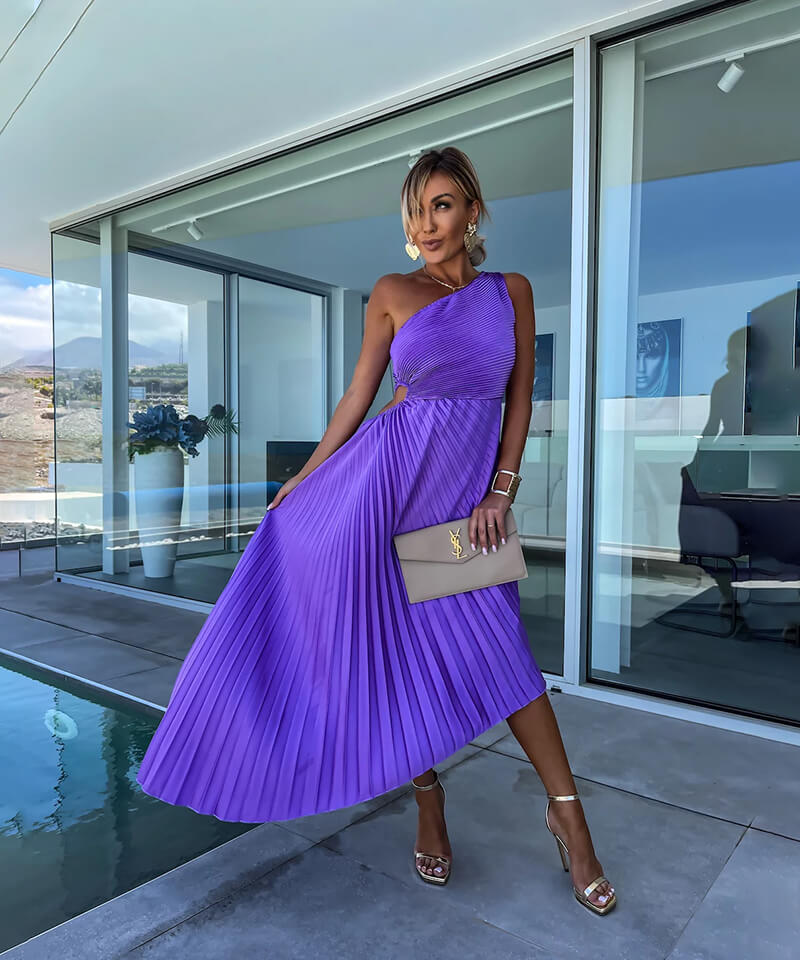 One-Shoulder Midi Dress – Women's Cocktail Dress