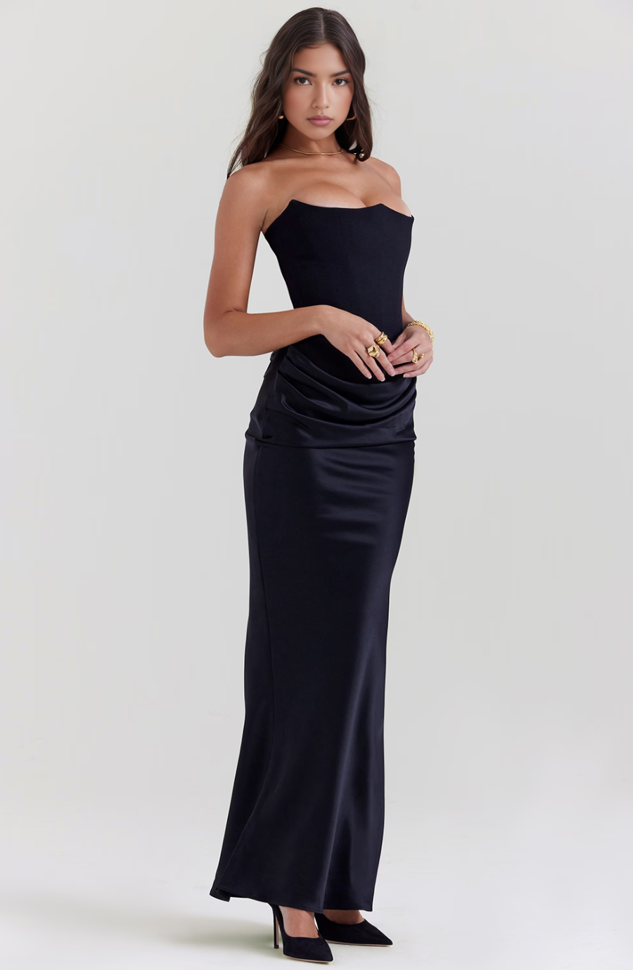 Lace Strapless Maxi Dress – Women's Evening Dress