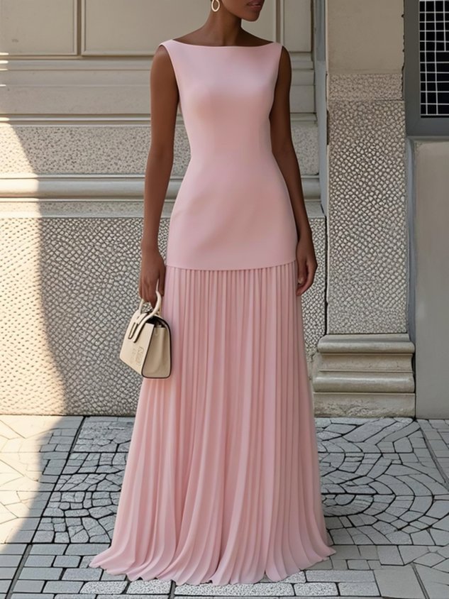 Pleated Maxi Dress – Women's Evening Dress