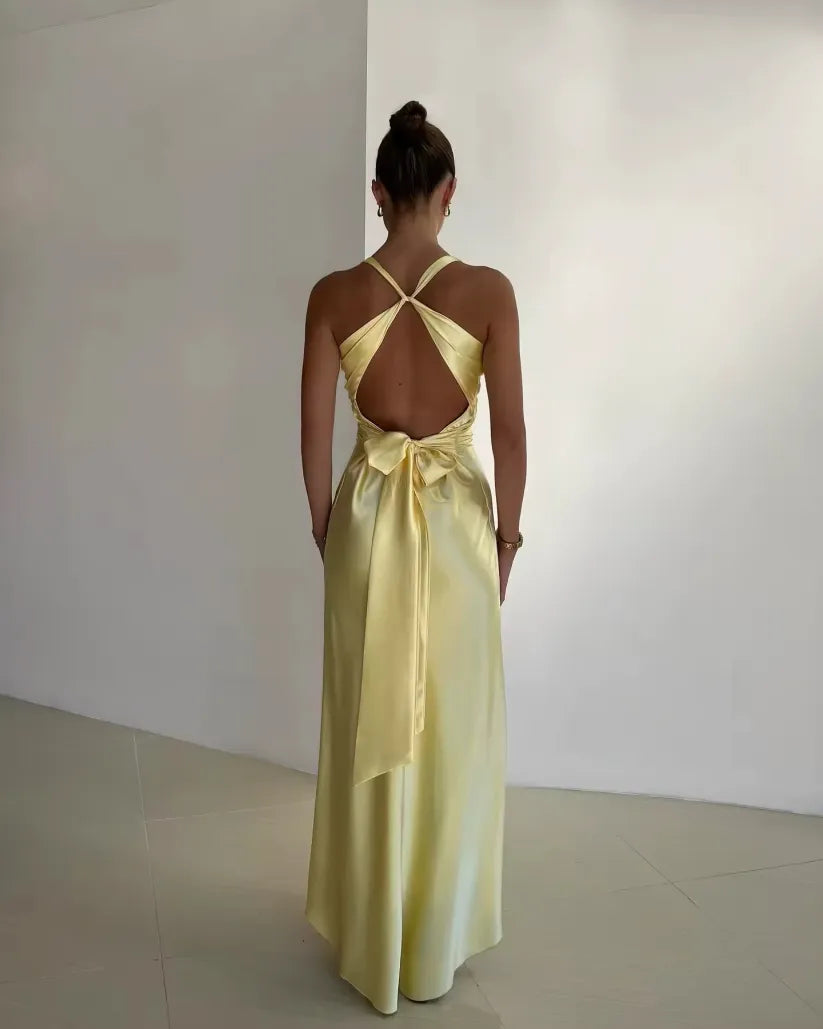 V-Neck Pleated Maxi Dress – Women's Wedding Guest Dress