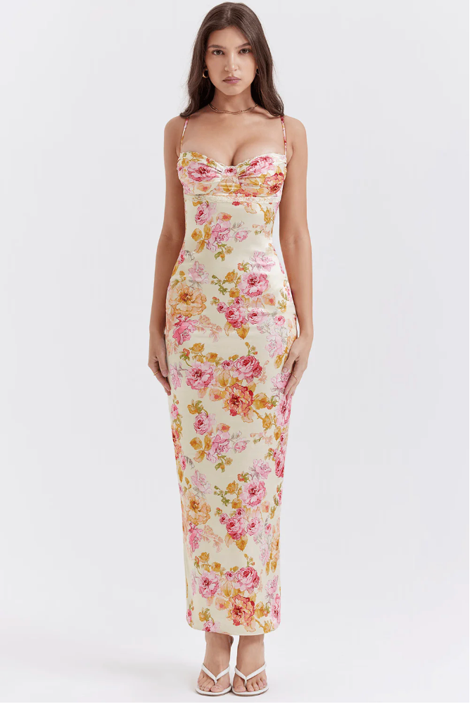 Floral Spaghetti Strap Maxi Dress – Women's Summer Dress