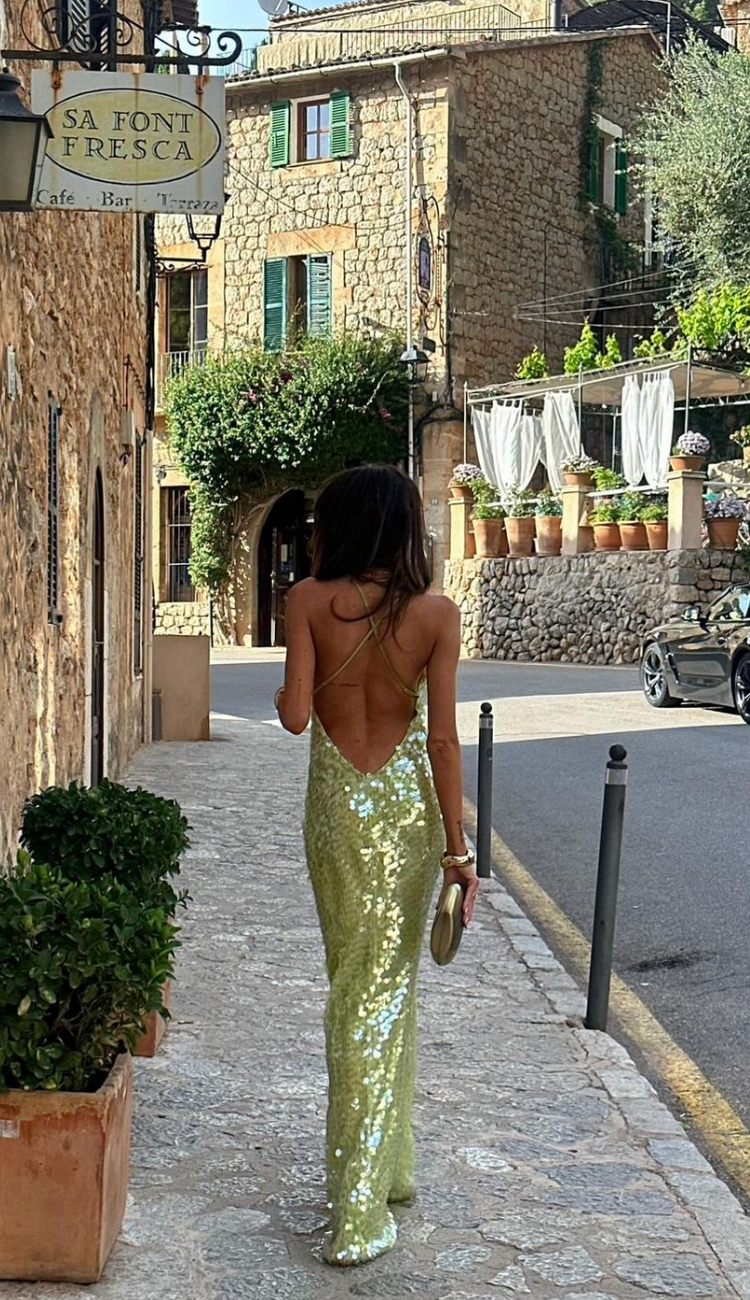 Sequin Backless Maxi Dress – Women's Evening Dress