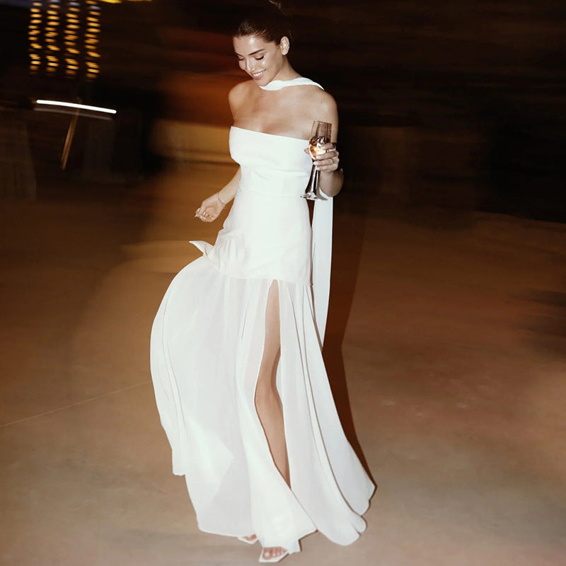 Strapless Asymmetric Maxi Dress – Women's Evening Dress