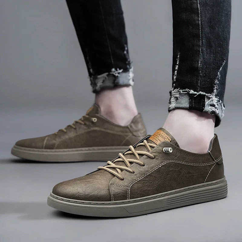 Men's Genuine Leather Low-Top Sneakers
